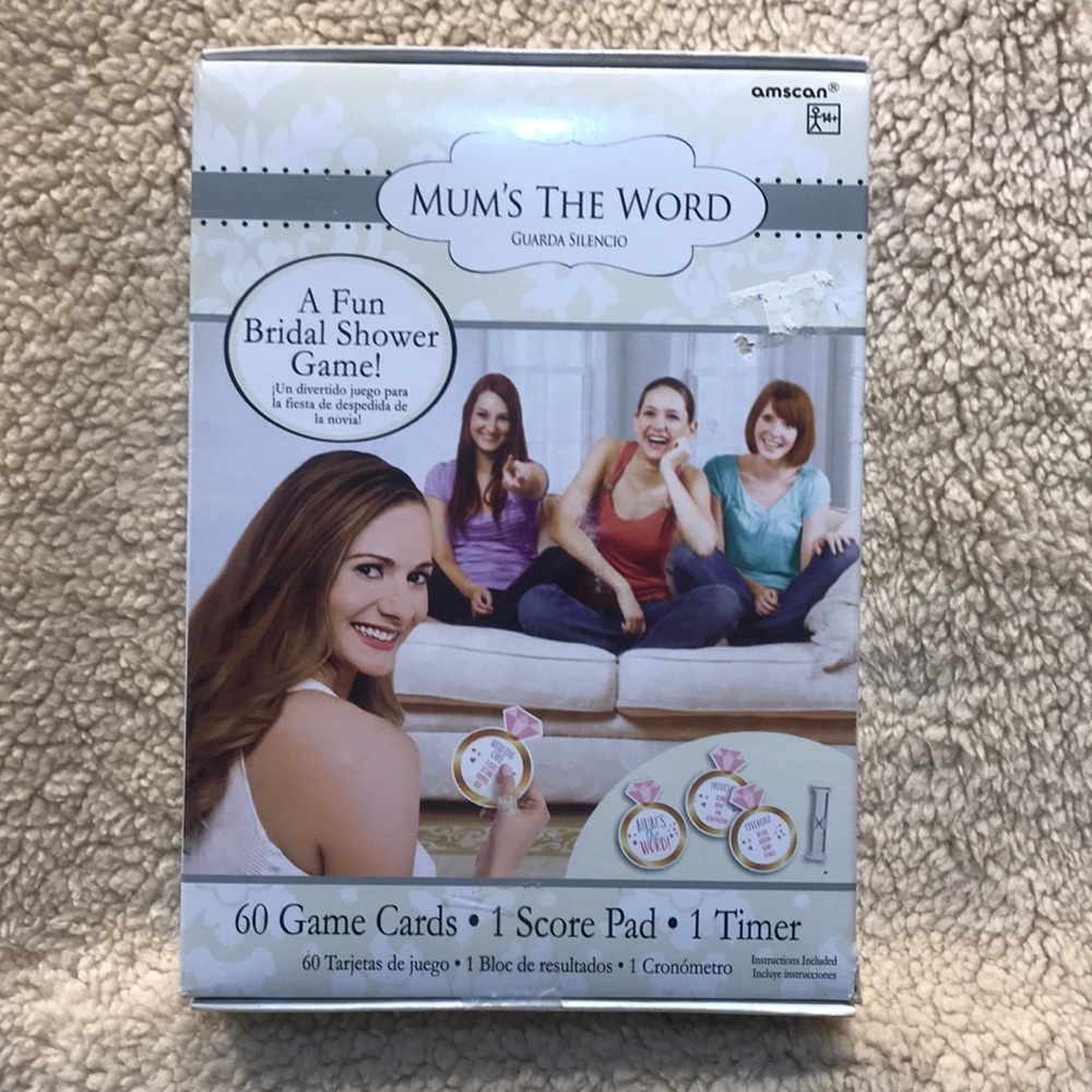 Mum’s The Word bridal shower game.  New in box.  This is a team play game.